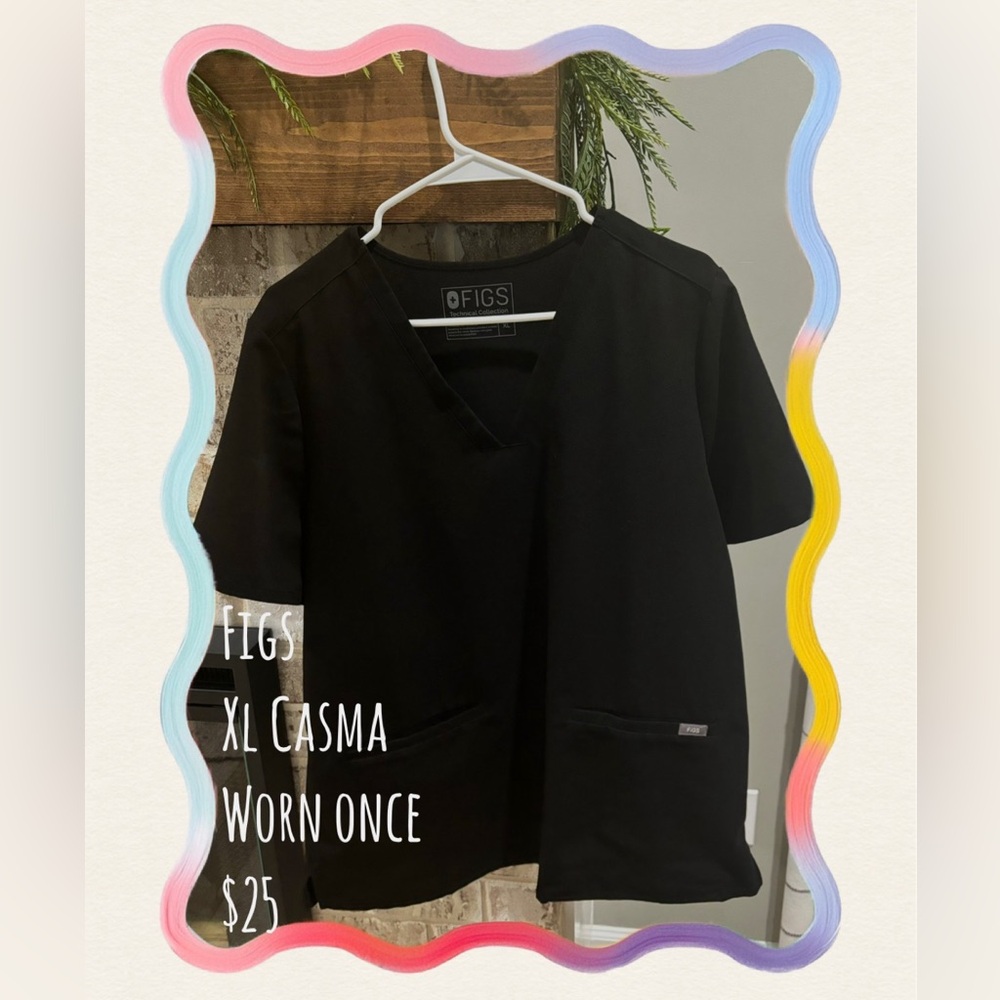 Figs, Black XL Casma Scrub Top